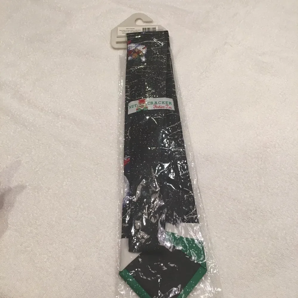 Nutcracker Festive Ties Flying Snowman blue green tie.